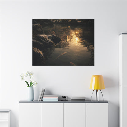 Winter Koi Pond Shadow Zen Canvas Art | Bold Decor