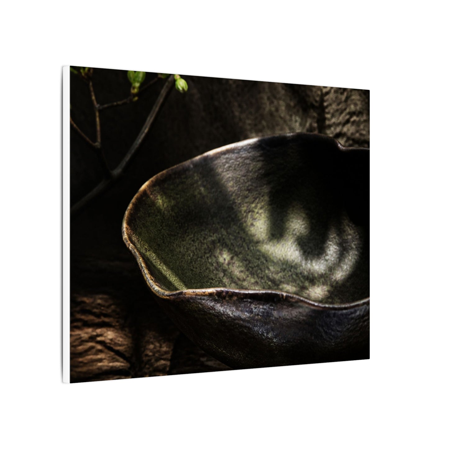 Sophisticated Ceramic Bowl Canvas Art - Dark Texture Dark Japandi