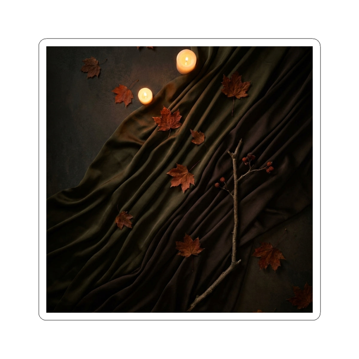 Dark Japandi Silk Drape in Candlelight | Moody Minimal Sticker