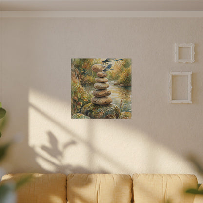 River Stones Summer Canvas Art | Japandi Cozy Design
