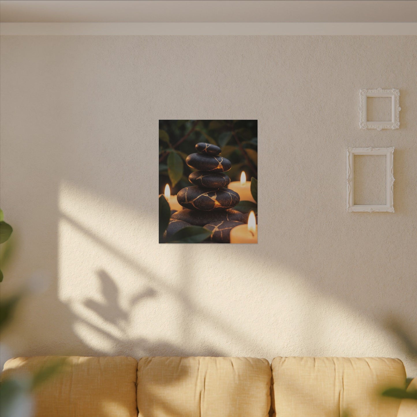 Summer River Stones Gold Vein Canvas Art | Philosophical Decor