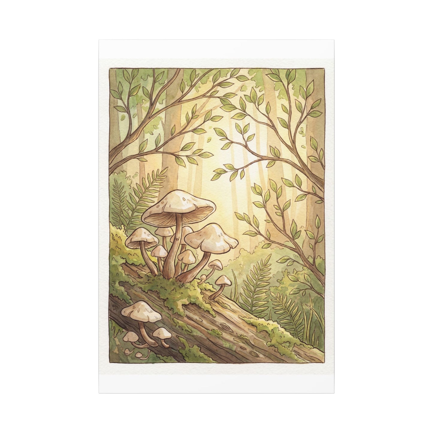 Spring Wild Mushrooms Mushroom Illustration Canvas Art | Cozy Decor