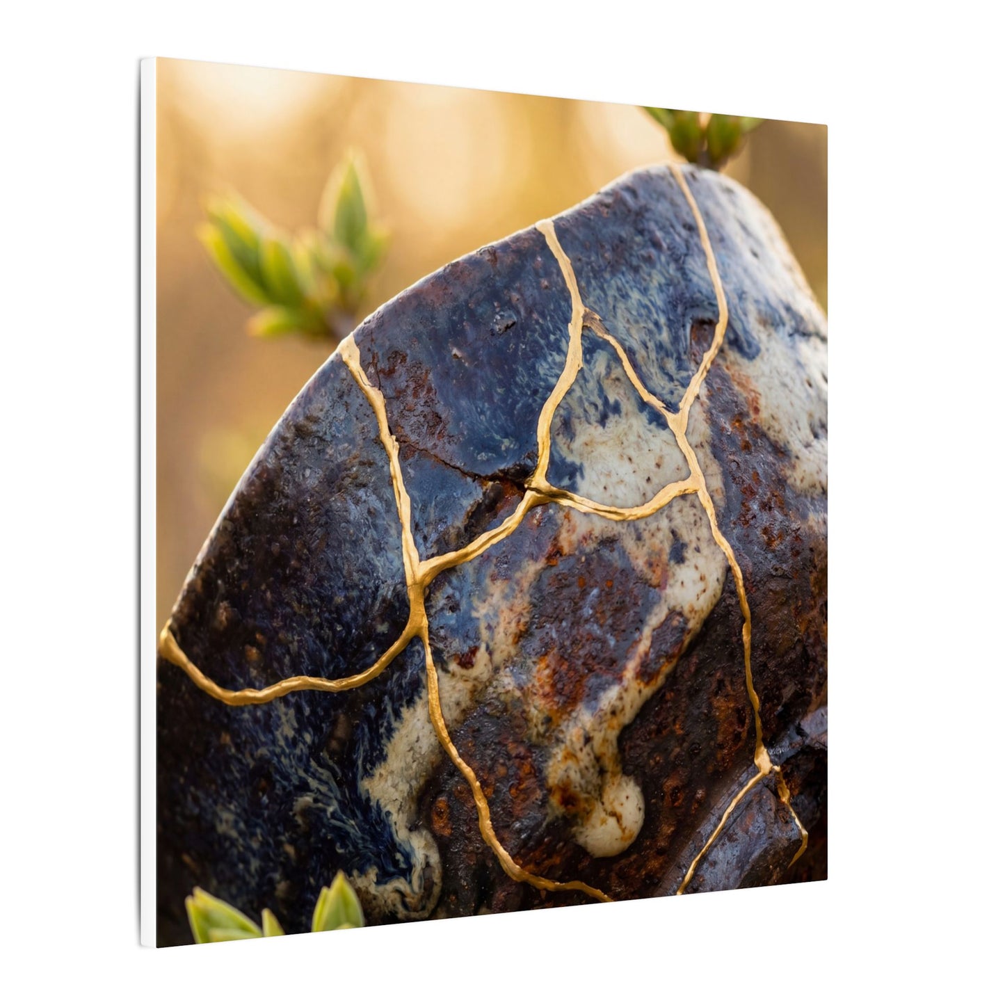 Fukinsei Rust Patina Canvas Art - Kintsugi Gold Repair