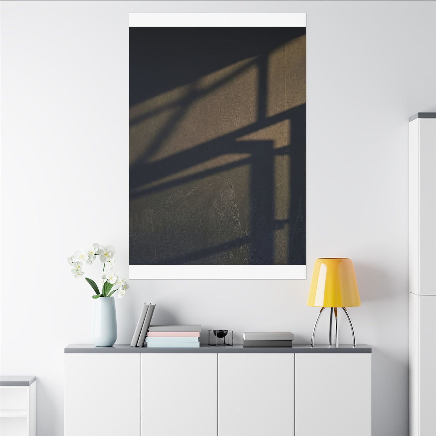Sophisticated Shadow Play Canvas Art - Moody Minimal Dark Japandi