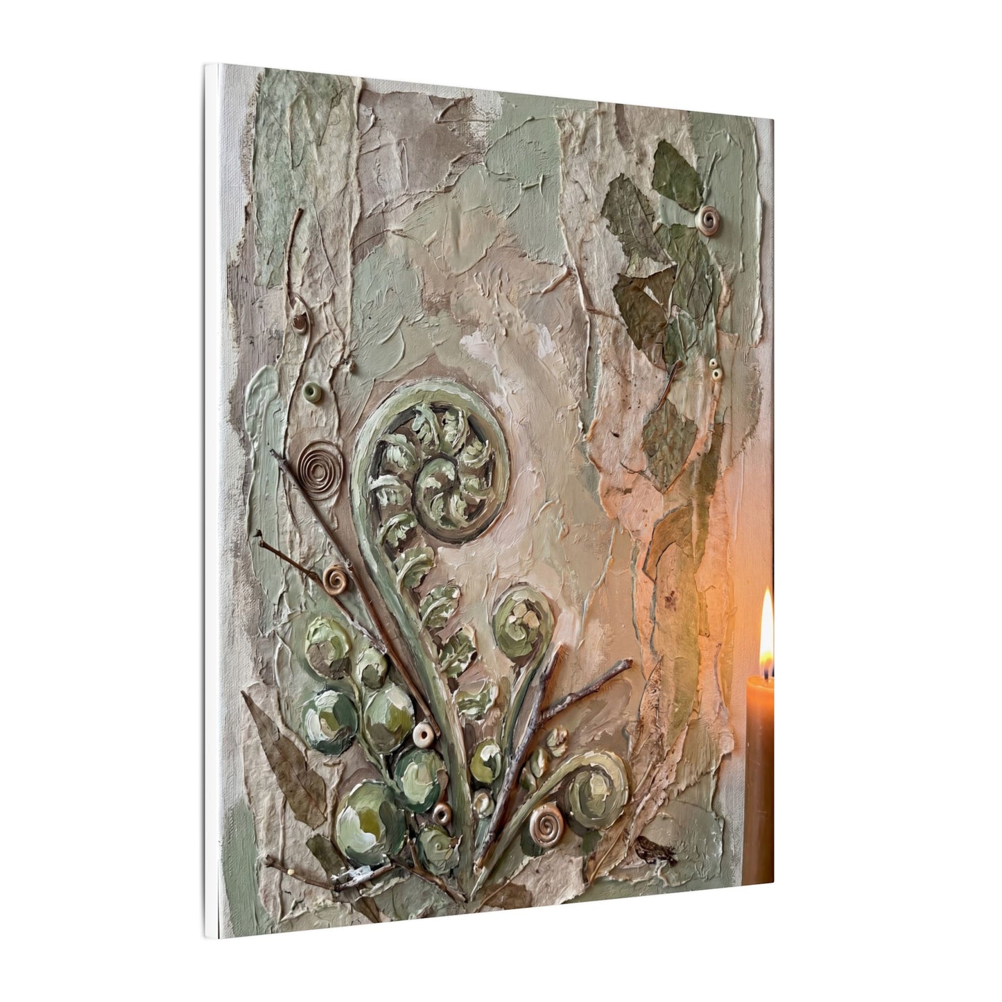 Datsuzoku Fern Unfurling Canvas Art - Japandi Texture