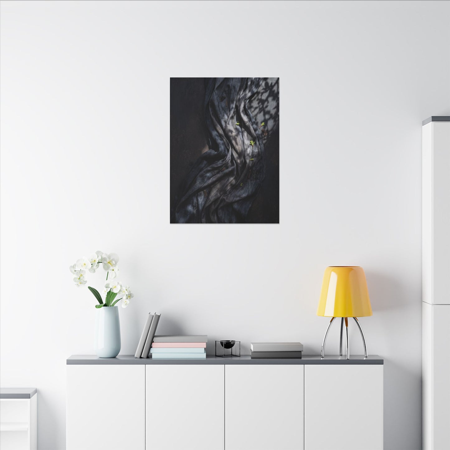 Seijaku Silk Drape Canvas Art - Dark Japandi Dark Texture