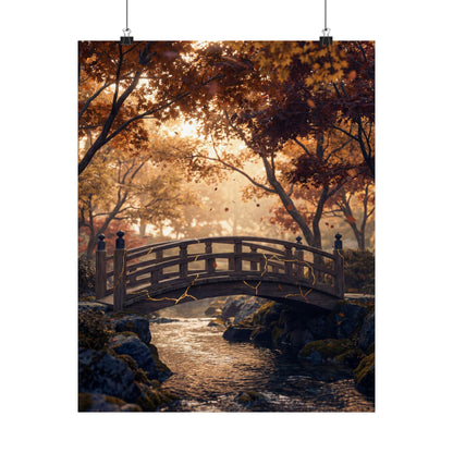 Philosophical Wooden Bridge Wall Art Print - Gold Vein Kintsugi Art Print