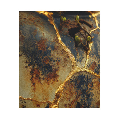 Datsuzoku Rust Patina Canvas Art - Kintsugi Crackle Gold