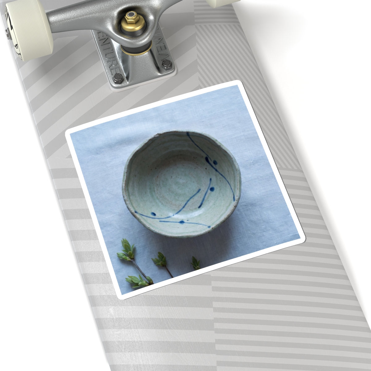 Japandi Ceramic Bowl in Moonlight | Minimal Line Sticker Art Print