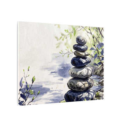 River Stones Sumi E Canvas Art | Serene Zen Art