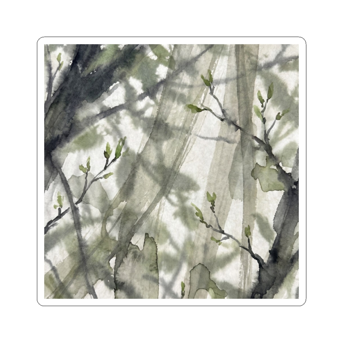 Shoji Screen Watercolor Sticker | Cozy Japandi Art