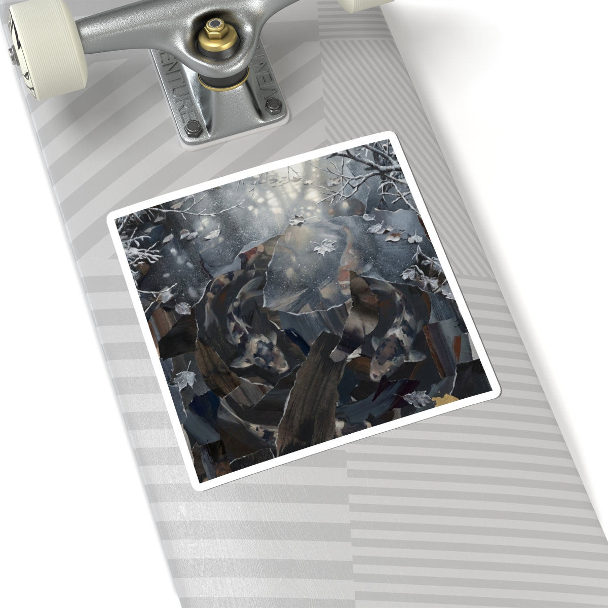 Koi Pond Sticker | Winter Dark Japandi Shadow Zen Art
