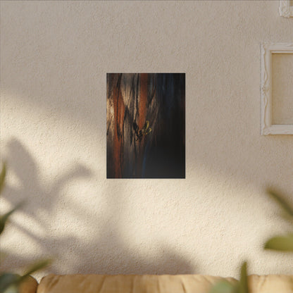 Rust Patina Charcoal Ink Canvas Art | Moody Dark Japandi Art