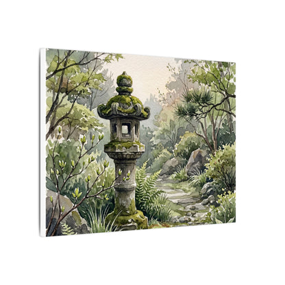 Neutral Stone Lantern Canvas Art - Watercolor Japandi