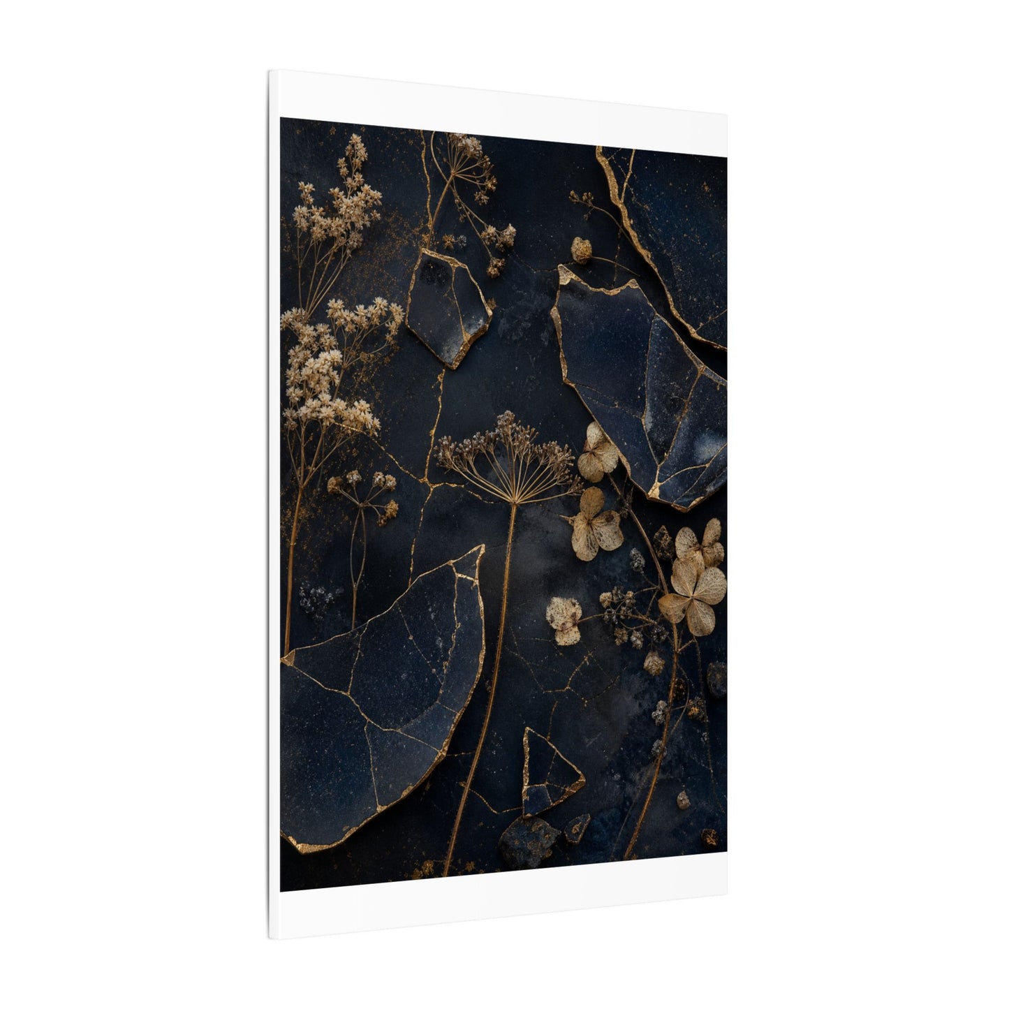 Philosophical Dried Flowers Canvas Art - Broken Beauty Kintsugi