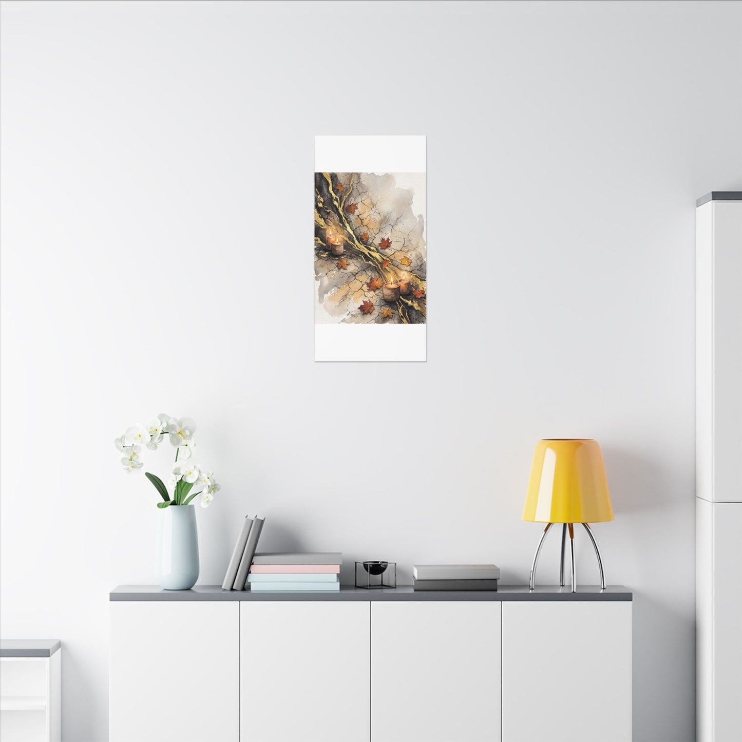Cracked Earth Autumn Canvas Art | Japandi Warm Design