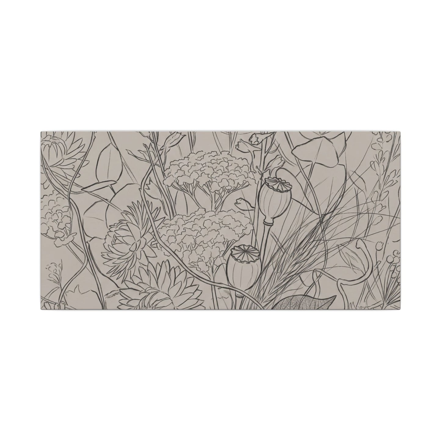 Summer Dried Flowers Minimal Line Canvas Art | Elegant Decor