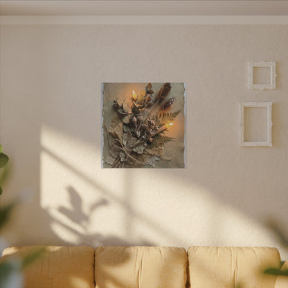 Dried Flowers Texture Canvas Art | Warm Japandi Art