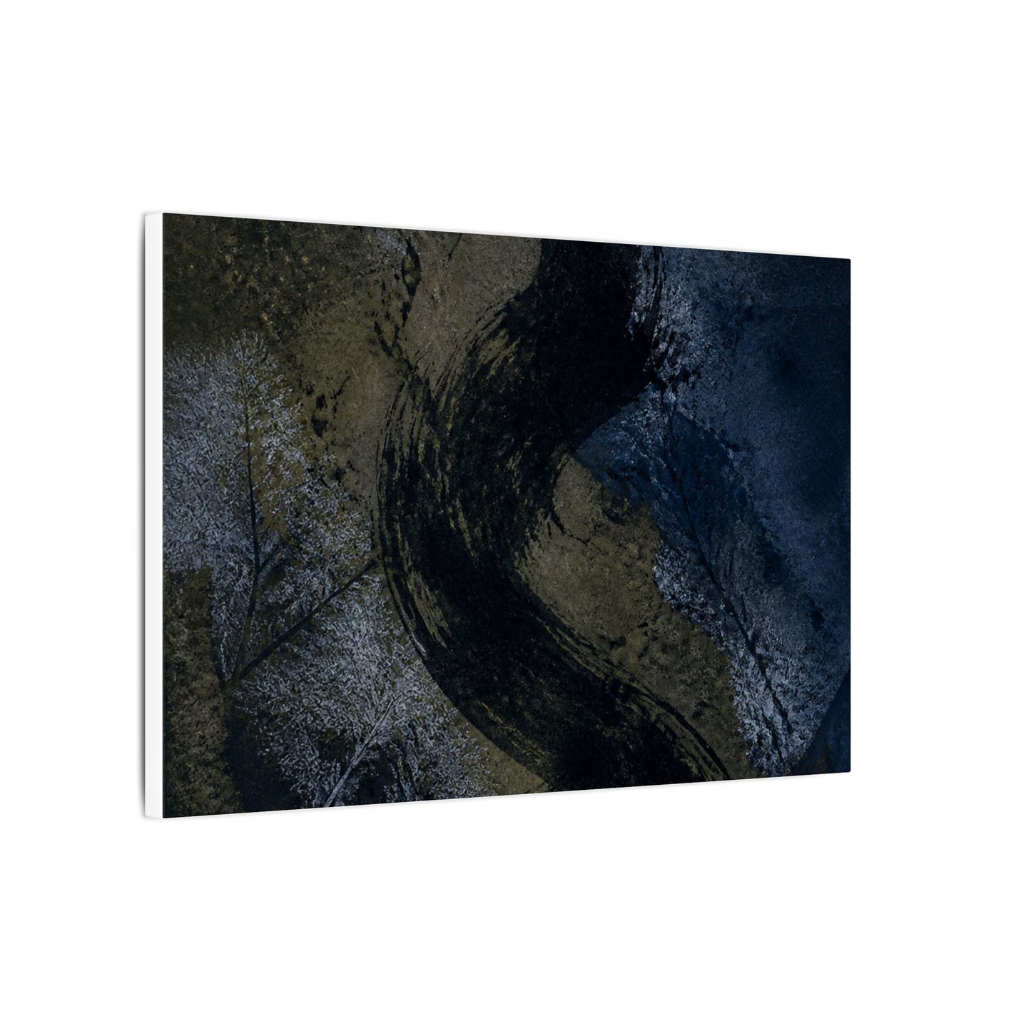 Shibui Ink Brushstroke Canvas Art - Dark Japandi Dark Texture