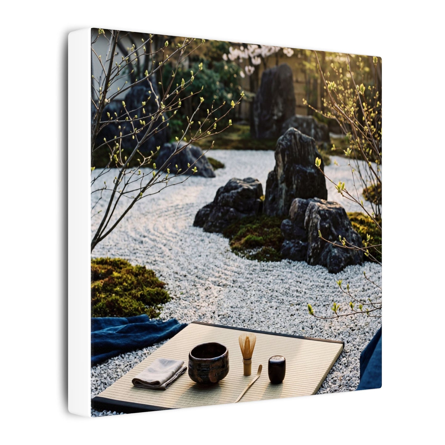 Zen Tea Ceremony in Golden Hour | Karesansui Canvas Art