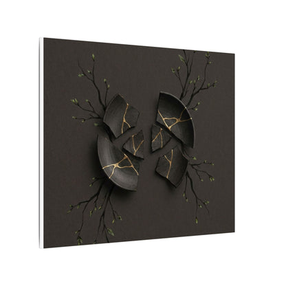 Sophisticated Broken Pottery Canvas Art - Charcoal Ink Dark Japandi
