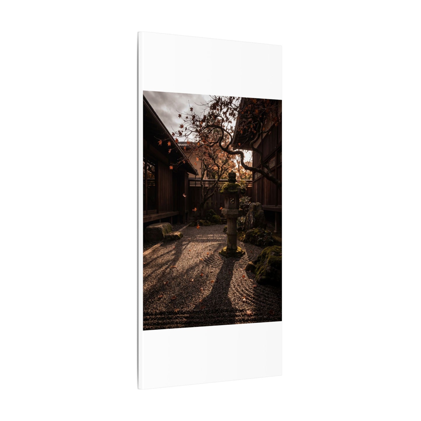 Seijaku Stone Lantern Canvas Art - Dark Japandi Shadow Zen