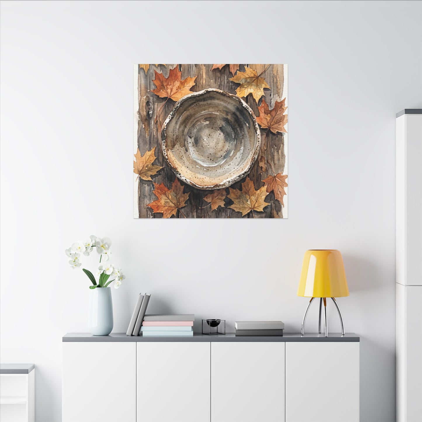 Ma Ceramic Bowl Canvas Art - Japandi Watercolor