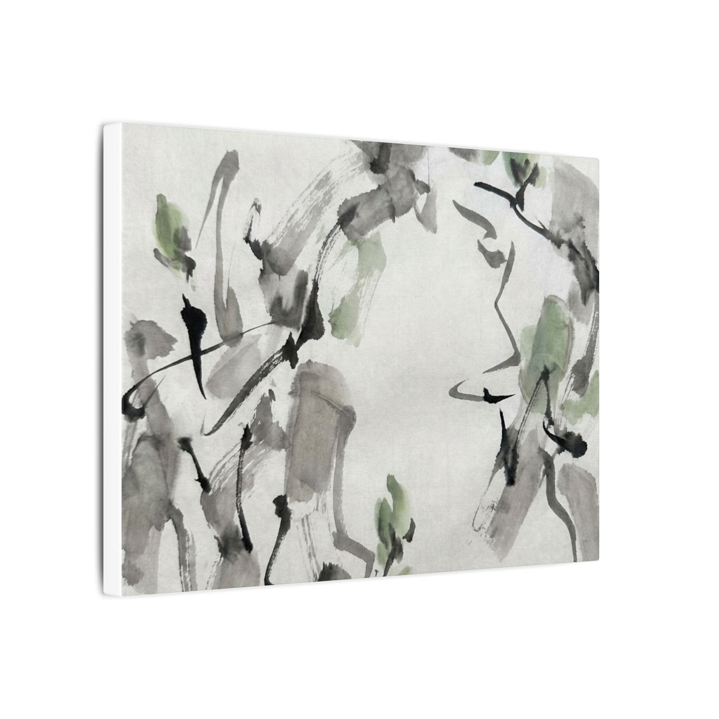 Zen Ink Brushstroke in Overcast | Sumi E Canvas Art