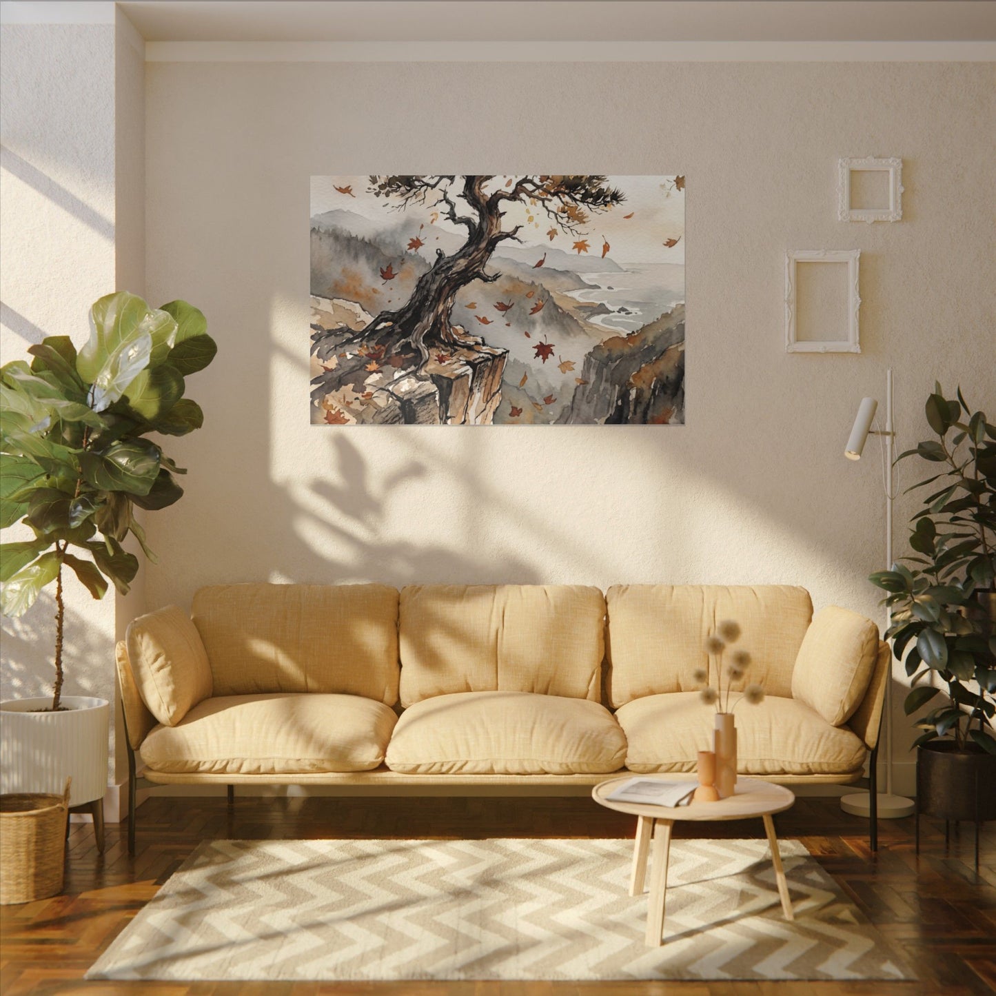 Autumn Pine Tree Watercolor Canvas Art | Warm Decor