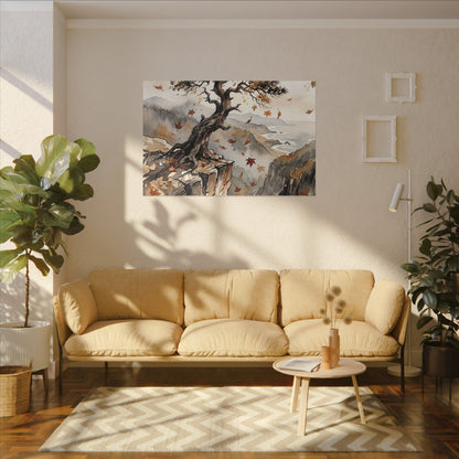 Autumn Pine Tree Watercolor Canvas Art | Warm Decor