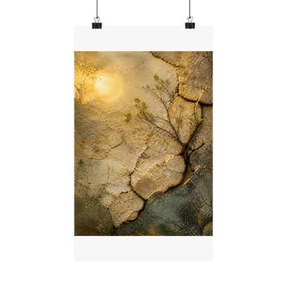 Cracked Earth Texture Wall Art Print | Earthy Japandi Art