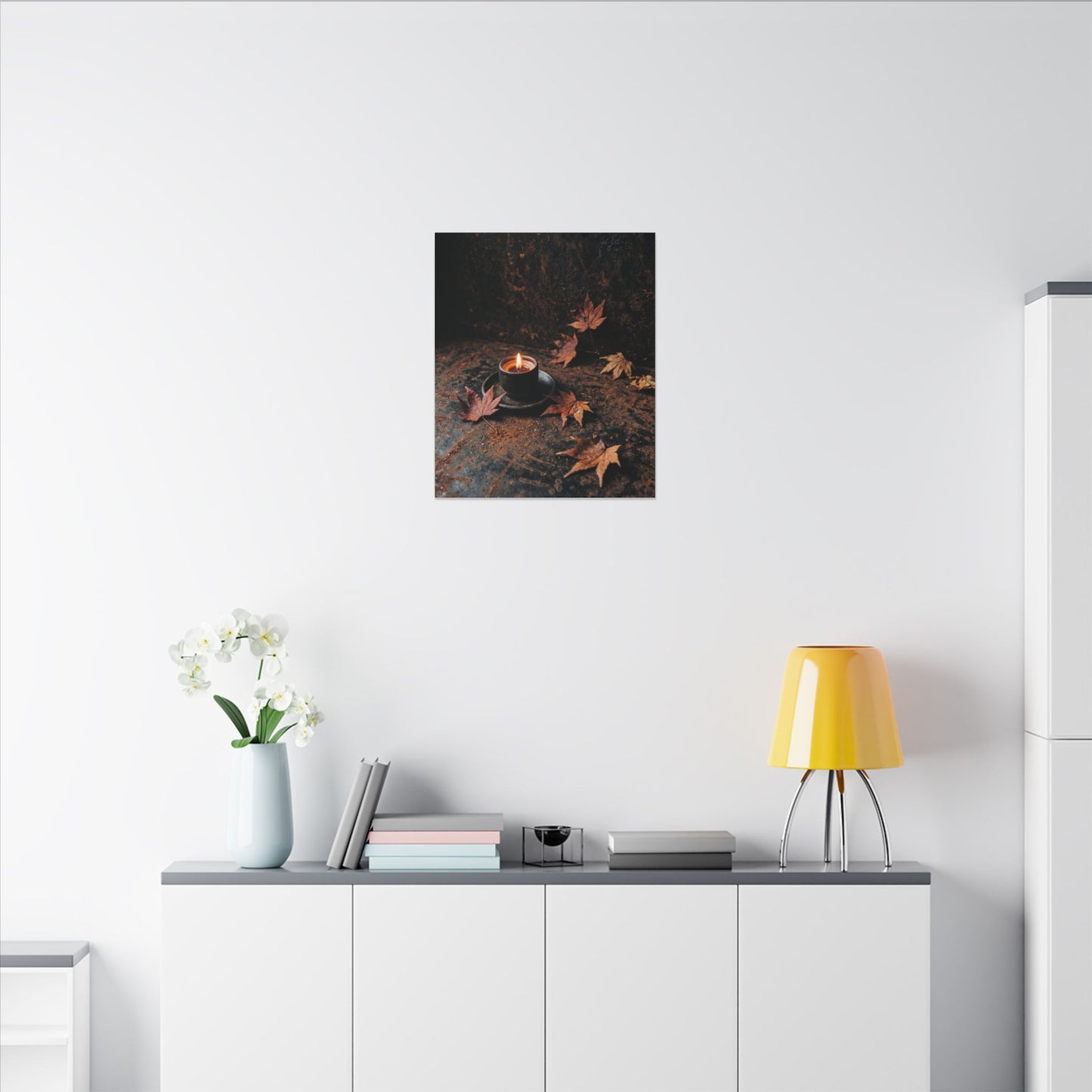 Dark Japandi Rust Patina in Candlelight | Shadow Zen Canvas Art