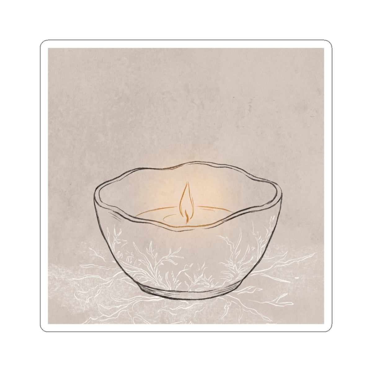 Ma Ceramic Bowl Sticker - Japandi Minimal Line Art Print