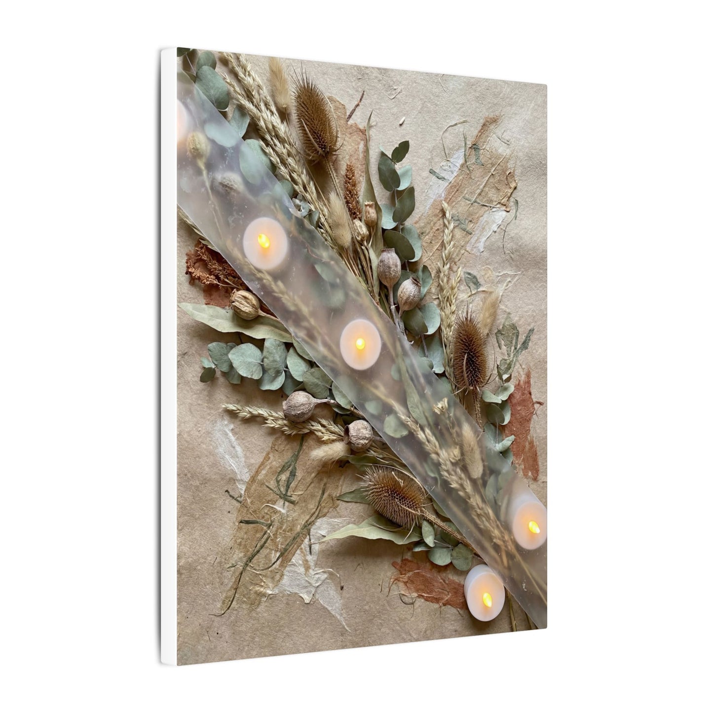 Candlelight Dried Flowers Canvas Art - Japandi Kanso
