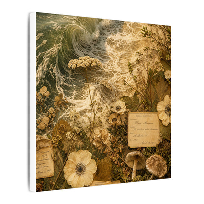 Spring Ocean Wave Herbarium Canvas Art | Nostalgic Decor