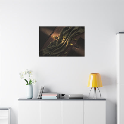 Silk Drape Canvas Art | Spring Dark Japandi Dark Texture Art