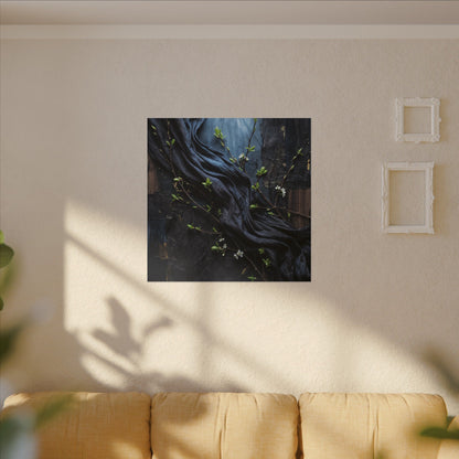 Spring Silk Drape Dark Texture Canvas Art | Atmospheric Decor