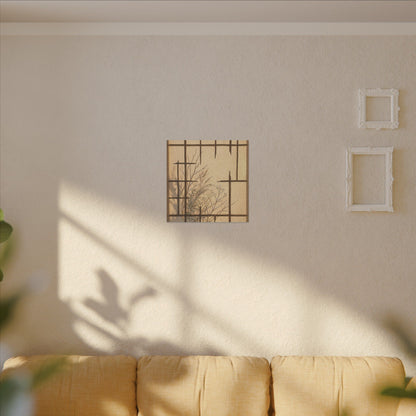 Shoji Screen Canvas Art | Winter Japandi Minimal Line Art