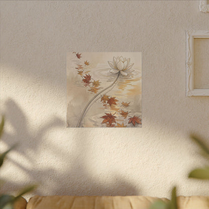 Lotus Flower Canvas Art | Autumn Japandi Minimal Line Art
