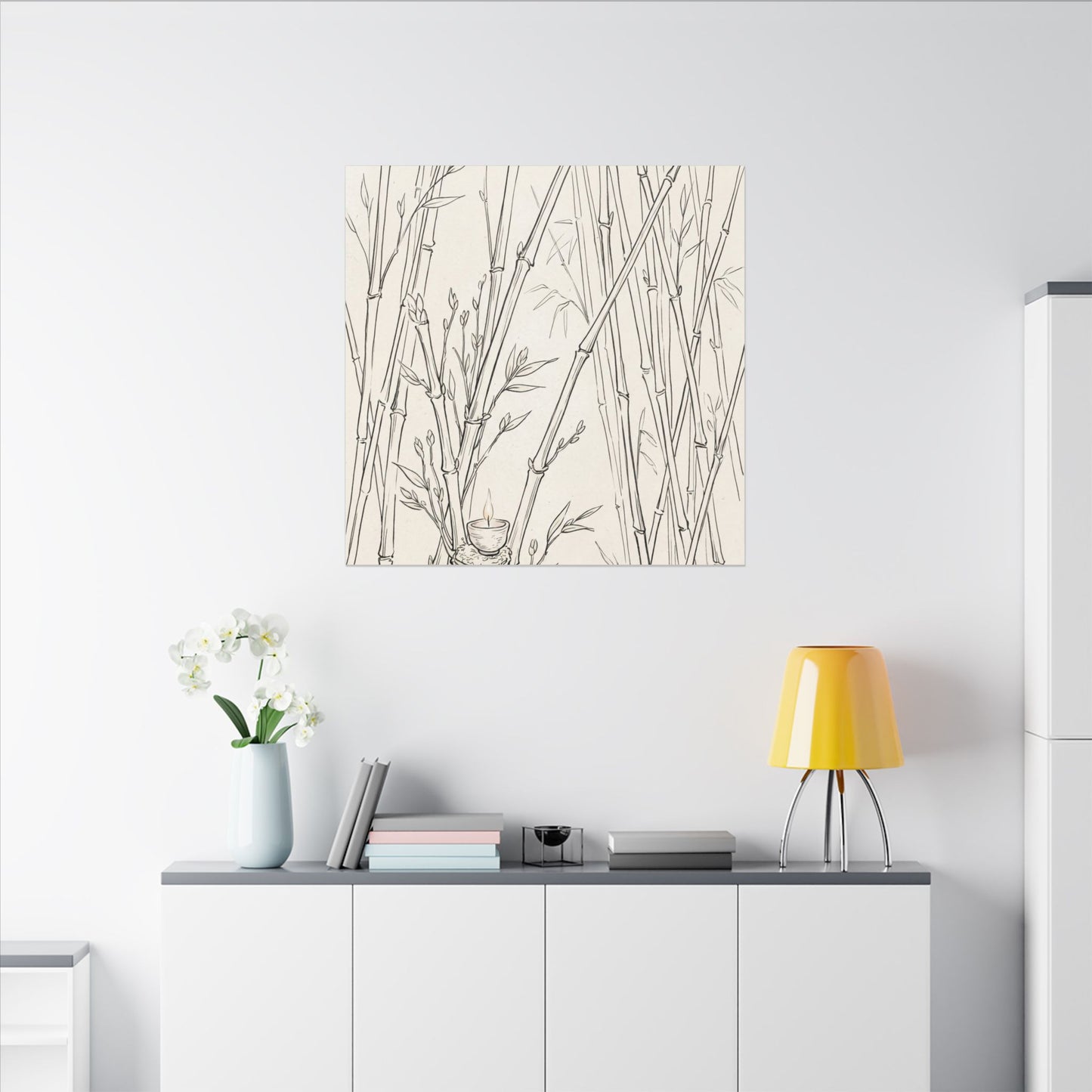 Candlelight Bamboo Grove Canvas Art - Japandi Fukinsei