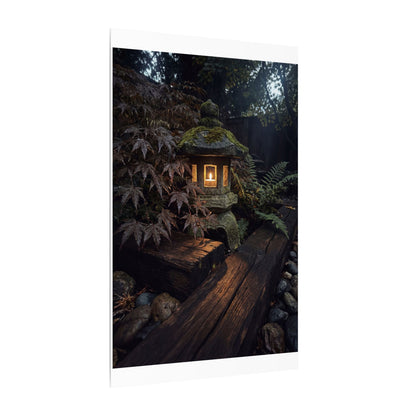Moody Moonlit Garden Canvas Art - Shadow Zen Dark Japandi