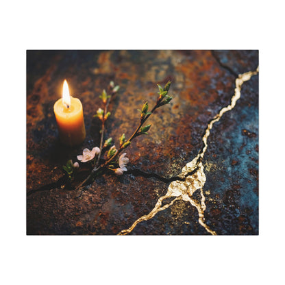 Kintsugi Rust Patina in Candlelight | Gold Repair Canvas Art Art Print
