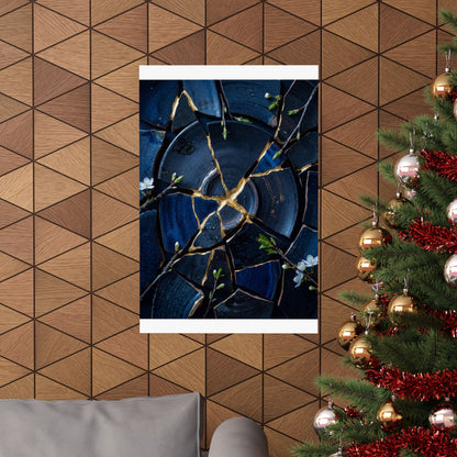 Broken Pottery Spring Wall Art Print | Kintsugi Resilient Design