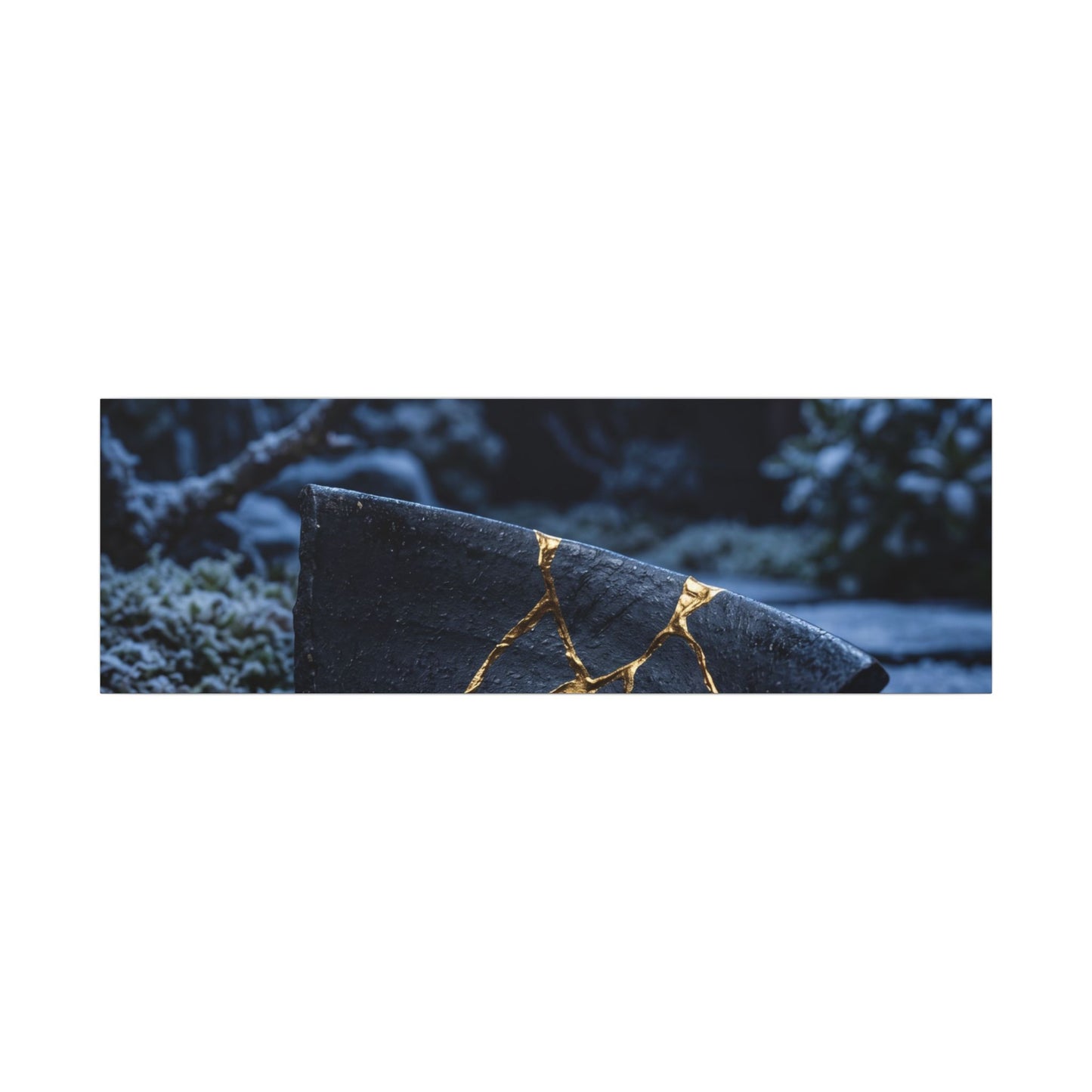Moonlit Garden Winter Canvas Art | Kintsugi Artful Design