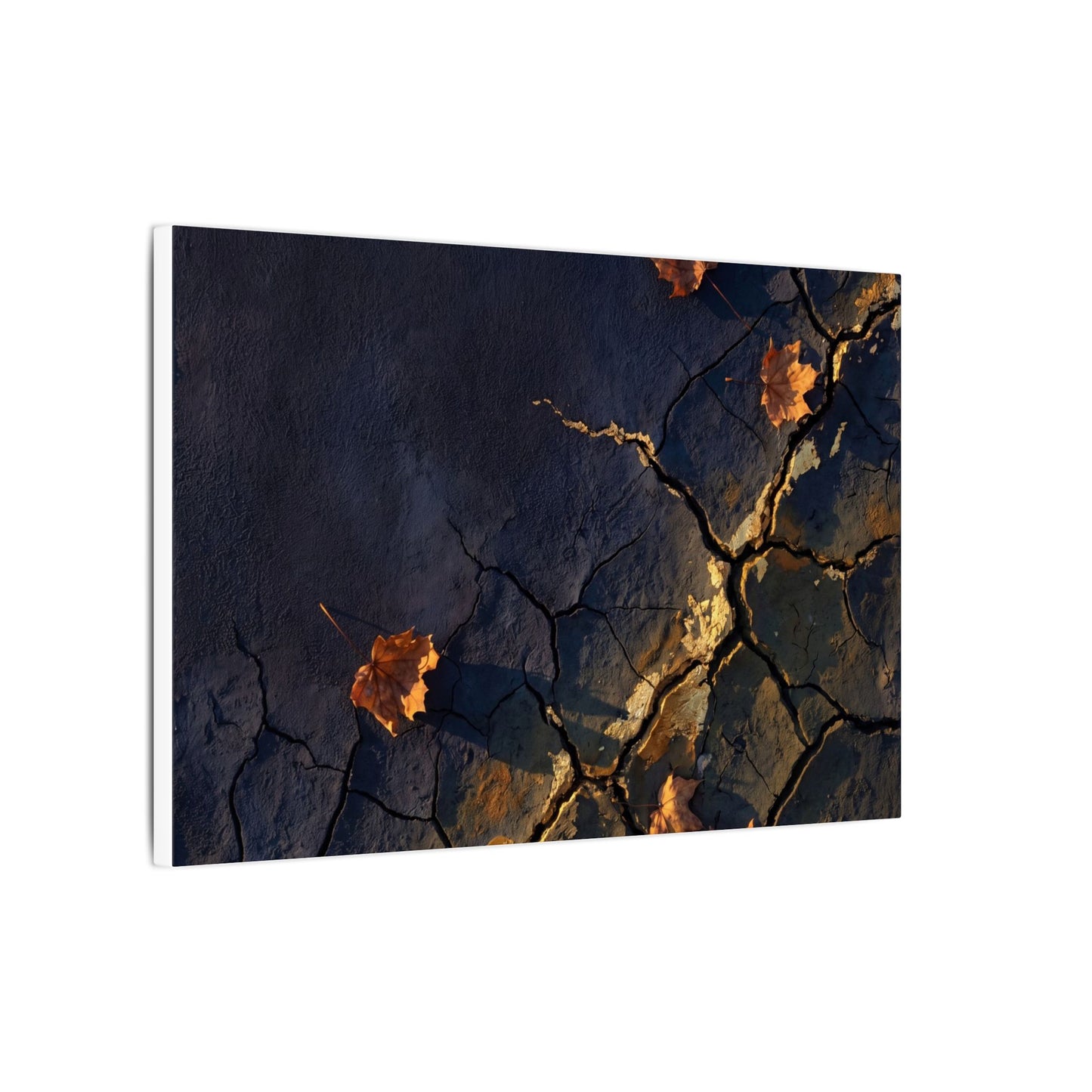 Cracked Earth Canvas Art | Autumn Dark Japandi Dark Texture Art