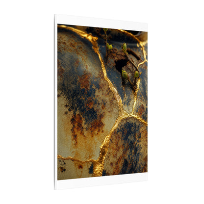 Datsuzoku Rust Patina Canvas Art - Kintsugi Crackle Gold