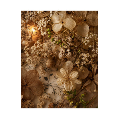 Candlelight Dried Flowers Wall Art Print - Japandi Fukinsei