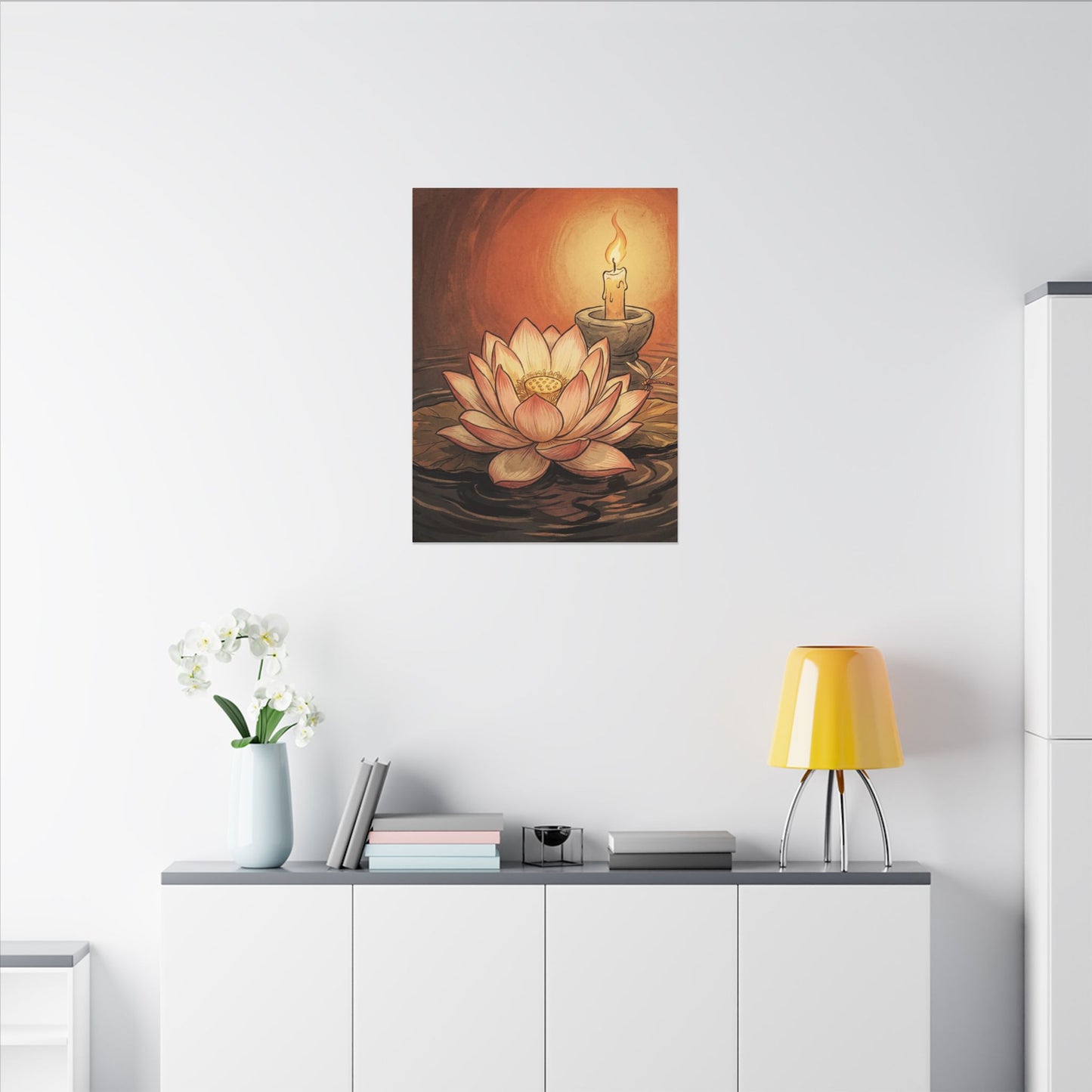 Lotus Flower Summer Canvas Art | Zen Contemplative Design