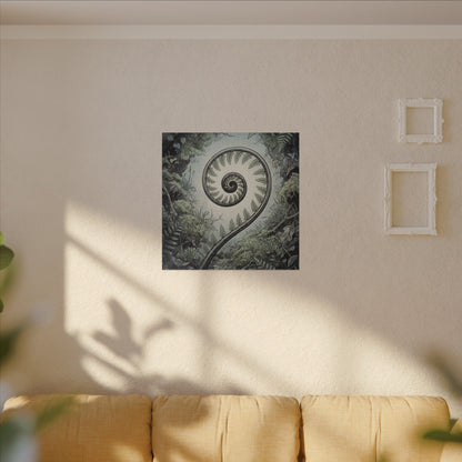 Zen Fern Unfurling in Dawn | Ukiyo E Inspired Canvas Art