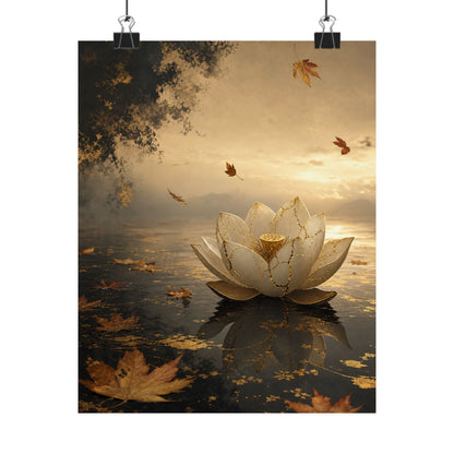 Resilient Lotus Flower Wall Art Print - Gold Vein Kintsugi